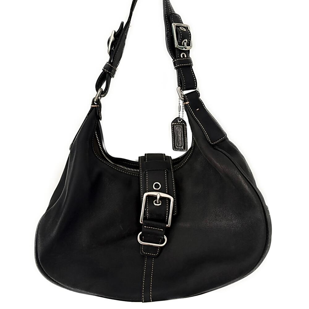 Authentic Vintage Y2K COACH Genuine Black Leather Handbag